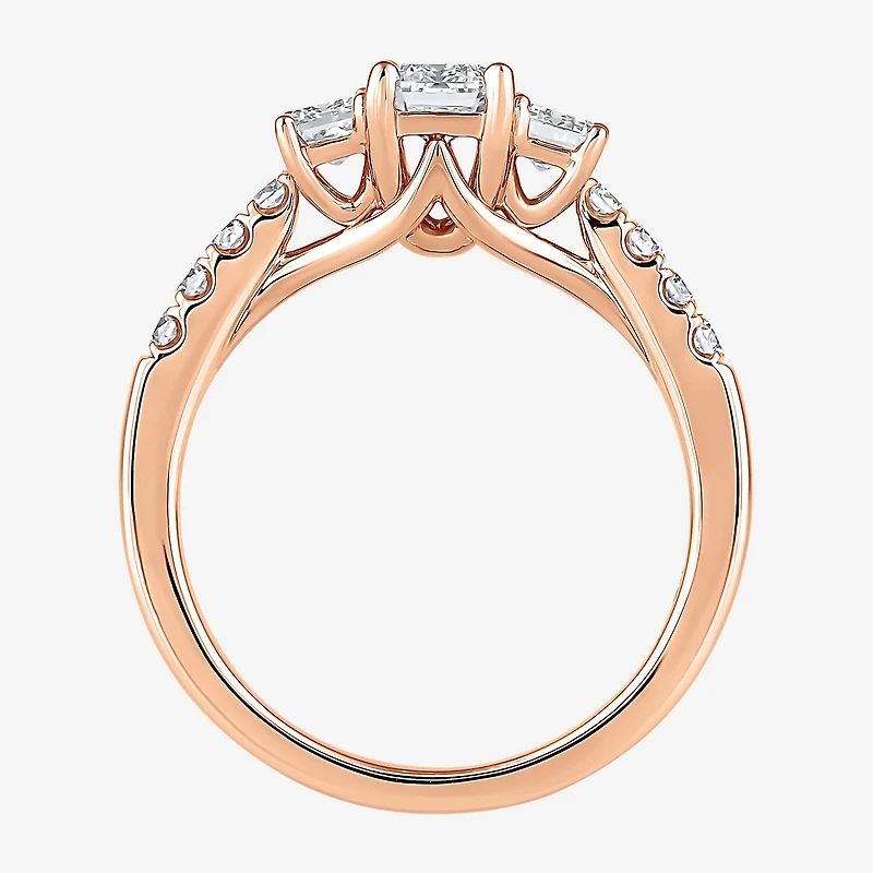 Love Lives Forever (H-I / Si2) Womens 1 1/2 CT. T.W. Lab Grown White Diamond 10K Gold Side Stone 3-Stone Engagement Ring