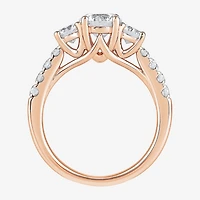 Love Lives Forever (H-I / Si2) Womens 1/2 CT. T.W. Lab Grown White Diamond 10K Gold Round Side Stone 3-Stone Engagement Ring