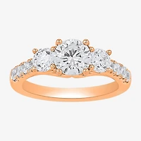Love Lives Forever (H-I / Si2) Womens 1/2 CT. T.W. Lab Grown White Diamond 10K Gold Round Side Stone 3-Stone Engagement Ring