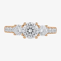 Love Lives Forever (H-I / Si2) Womens 1/2 CT. T.W. Lab Grown White Diamond 10K Gold Round Side Stone 3-Stone Engagement Ring