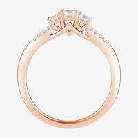 Love Lives Forever (H-I / Si2) Womens 3/4 CT. T.W. Lab Grown White Diamond 10K Gold Round Side Stone 3-Stone Engagement Ring
