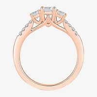 Love Lives Forever (H-I / Si2) Womens 1 1/2 CT. T.W. Lab Grown White Diamond 10K Gold Round Side Stone 3-Stone Engagement Ring