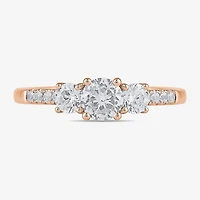 Love Lives Forever (H-I / Si2) Womens 1 1/2 CT. T.W. Lab Grown White Diamond 10K Gold Round Side Stone 3-Stone Engagement Ring
