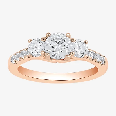 Love Lives Forever (H-I / Si2) Womens 2 CT. T.W. Lab Grown White Diamond 10K Gold Round Side Stone 3-Stone Engagement Ring