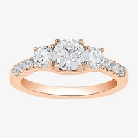 Love Lives Forever (H-I / Si2) Womens 2 CT. T.W. Lab Grown White Diamond 10K Gold Round Side Stone 3-Stone Engagement Ring
