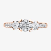 Love Lives Forever (H-I / Si2) Womens 2 CT. T.W. Lab Grown White Diamond 10K Gold Round Side Stone 3-Stone Engagement Ring
