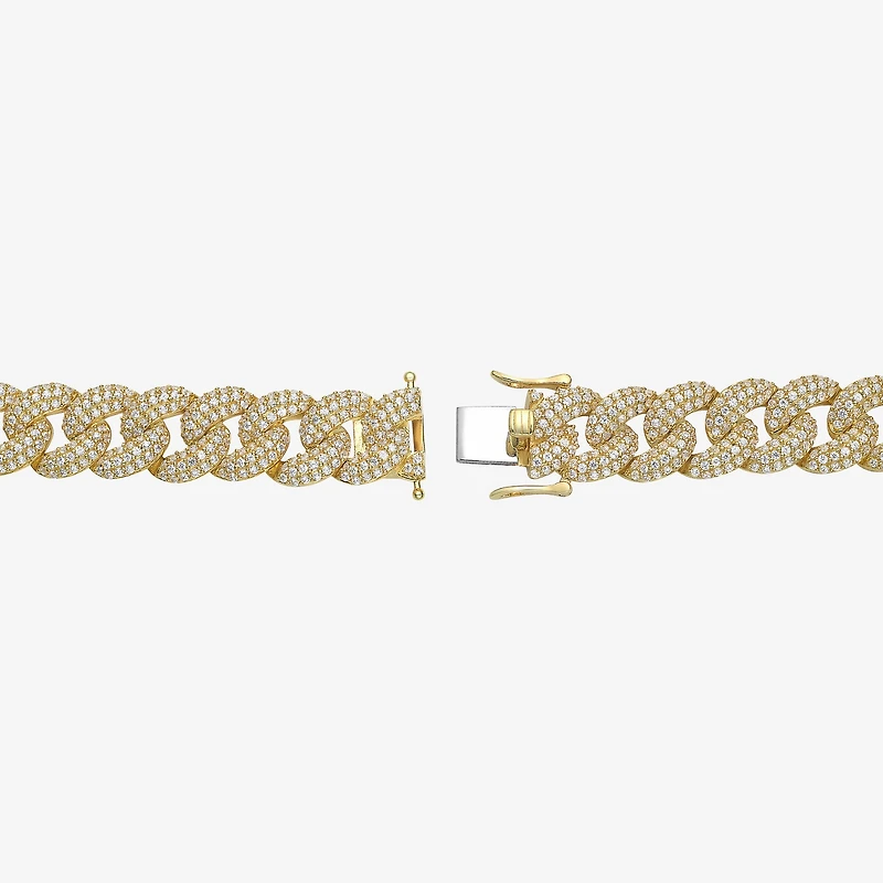 Mens 10K Gold 8 1/2 Inch Semisolid Curb Chain Bracelet