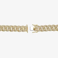 Mens 10K Gold 8 1/2 Inch Semisolid Curb Chain Bracelet