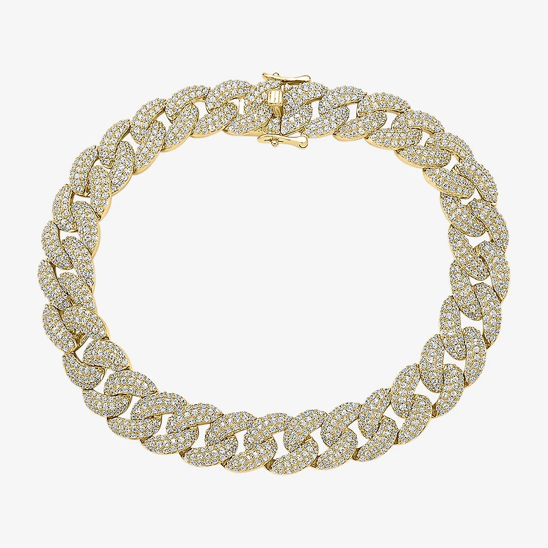 Mens 10K Gold 8 1/2 Inch Semisolid Curb Chain Bracelet