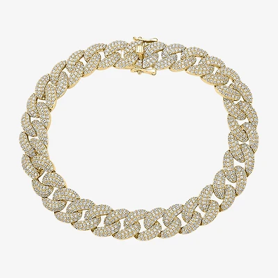 Mens 10K Gold 8 1/2 Inch Semisolid Curb Chain Bracelet