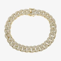 Mens 10K Gold 8 1/2 Inch Semisolid Curb Chain Bracelet