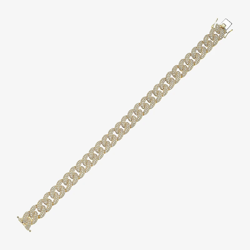 Mens 10K Gold 8 1/2 Inch Semisolid Curb Chain Bracelet