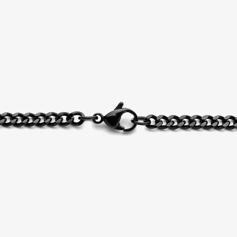 Mens Diamond Accent Natural Diamond Stainless Steel Cross 24 Inch Pendant Necklace