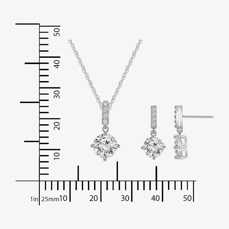 Diamonart Womens Cubic Zirconia Sterling Silver 3-pc. Jewelry Set