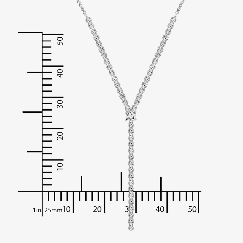 Diamonart Womens White Cubic Zirconia Sterling Silver 17 Inch Y Necklace