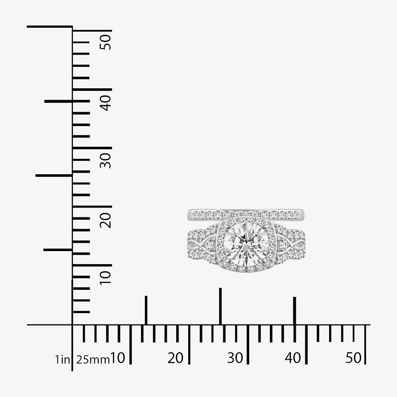 Diamonart Womens Cubic Zirconia Sterling Silver Bridal Set