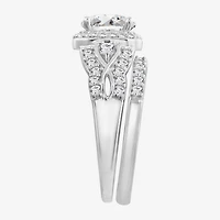 Diamonart Womens Cubic Zirconia Sterling Silver Bridal Set