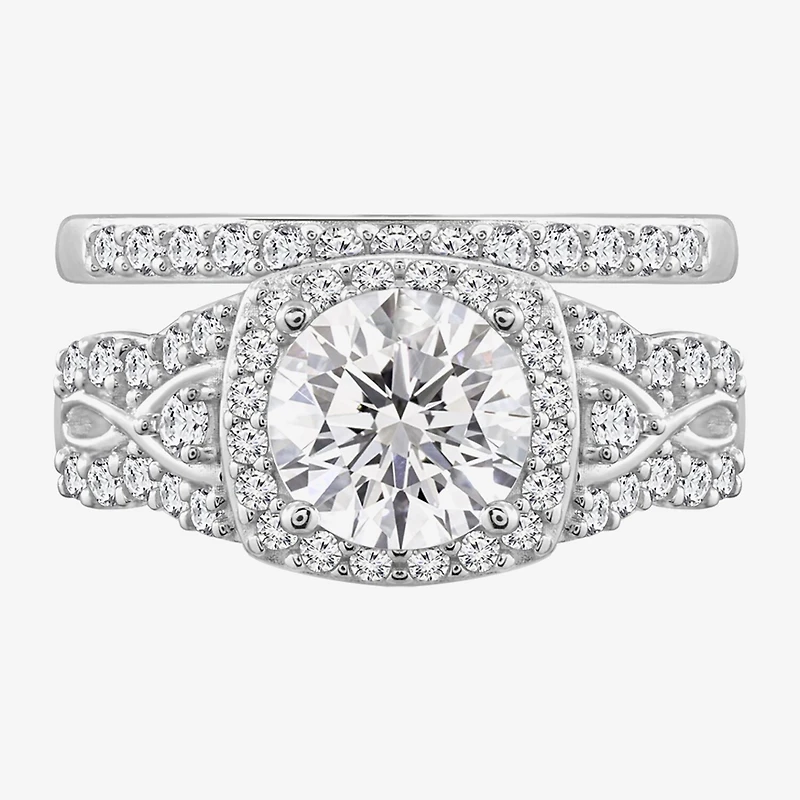Diamonart Womens Cubic Zirconia Sterling Silver Bridal Set