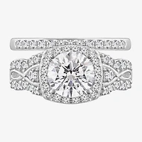 Diamonart Womens Cubic Zirconia Sterling Silver Bridal Set