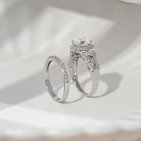 Diamonart Womens Cubic Zirconia Sterling Silver Bridal Set