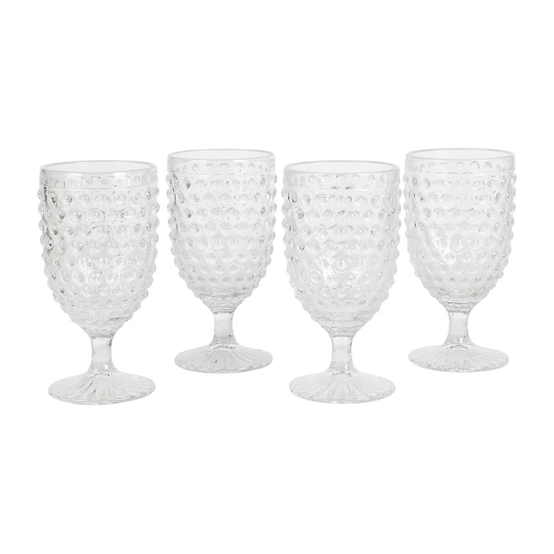 Martha Stewart Chauncey Hobnail 4-pc. Glass Goblet Set