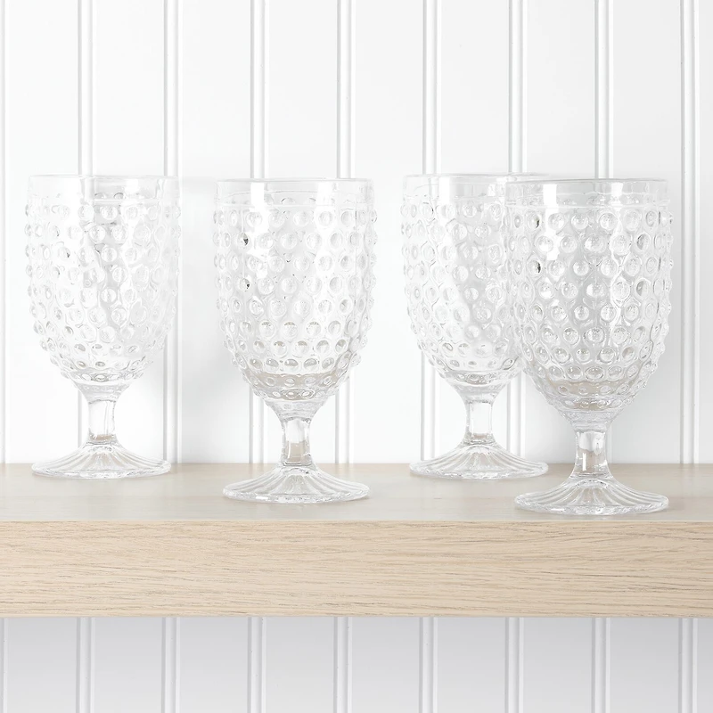 Martha Stewart Chauncey Hobnail 4-pc. Glass Goblet Set