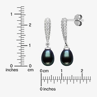 Limited Quantities! Womens Dyed Black Cultured Freshwater Pearl Sterling Silver Drop Earrings