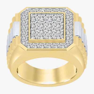F, Si2 Mens 2 CT. T.W. Lab Grown White Diamond 14K Gold Over Silver Cocktail Ring