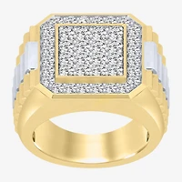 F, Si2 Mens 2 CT. T.W. Lab Grown White Diamond 14K Gold Over Silver Cocktail Ring