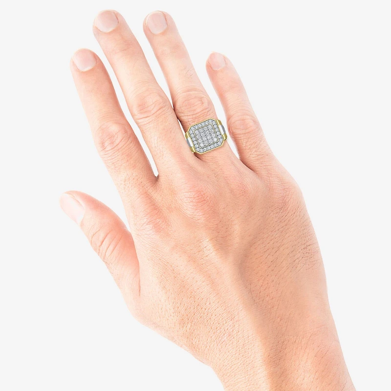 F, Si2 Mens 2 CT. T.W. Lab Grown White Diamond 14K Gold Over Silver Cocktail Ring