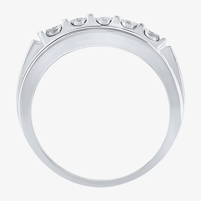 Ij, I2-I3 Mens 1/4 CT. T.W. Natural White Diamond Sterling Silver Cocktail Ring