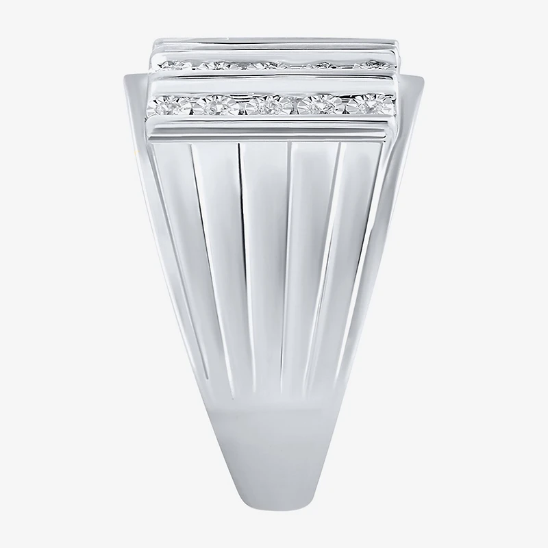 Ij, I2-I3 Mens 1/4 CT. T.W. Natural White Diamond Sterling Silver Cocktail Ring