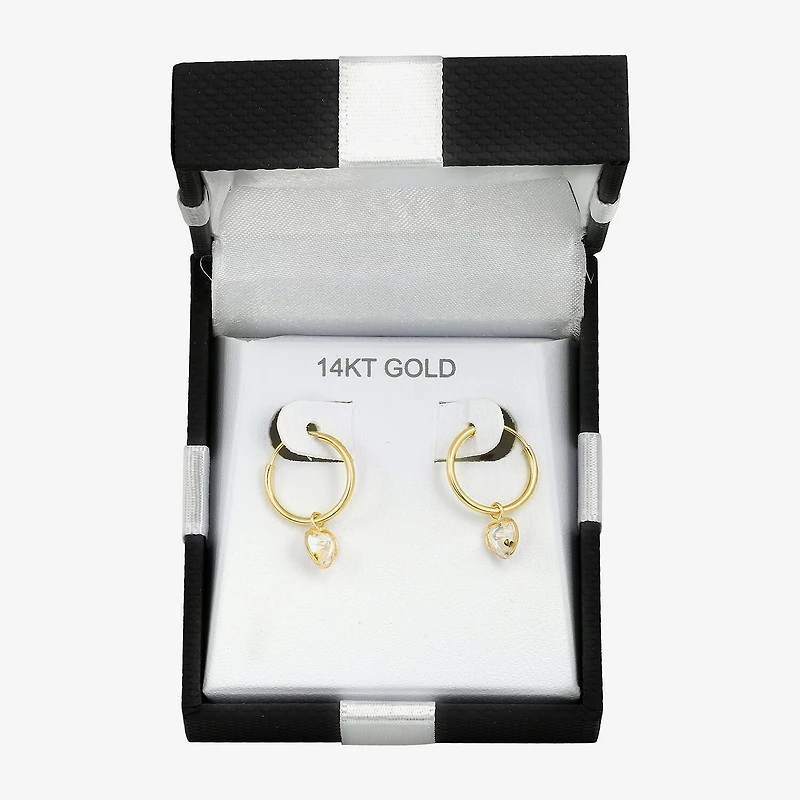 Womens White Cubic Zirconia 14K Gold Drop Earrings