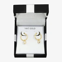 Womens White Cubic Zirconia 14K Gold Drop Earrings