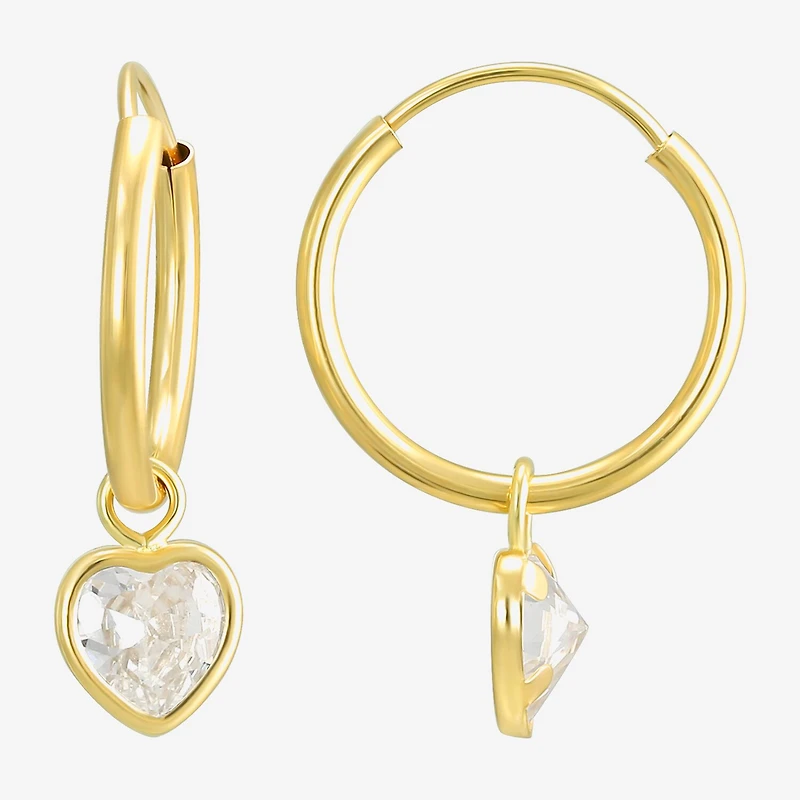 Womens White Cubic Zirconia 14K Gold Drop Earrings