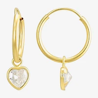 Womens White Cubic Zirconia 14K Gold Drop Earrings
