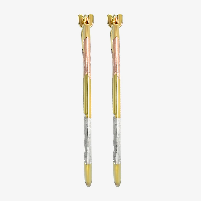 Womens 14K Tri-Color Gold 22mm Round Hoop Earrings
