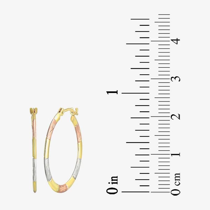 Womens 14K Tri-Color Gold 22mm Round Hoop Earrings