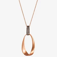 Levian Corp Le Vian Womens 1/6 CT. T.W. Natural Champagne Diamond 14K Gold Oval Pendant Necklace