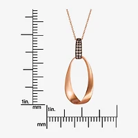Levian Corp Le Vian Womens 1/6 CT. T.W. Natural Champagne Diamond 14K Gold Oval Pendant Necklace