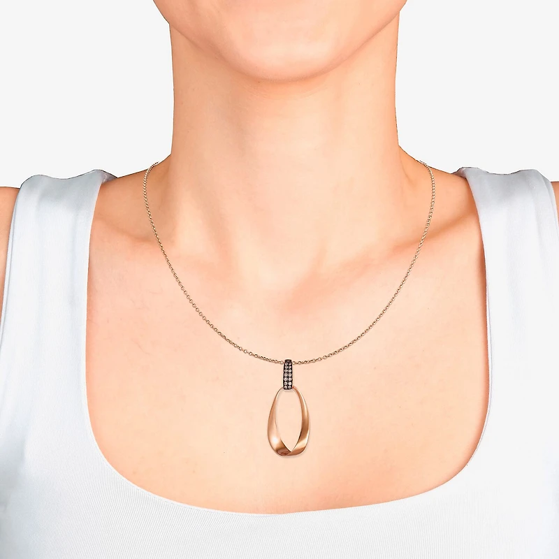 Levian Corp Le Vian Womens 1/6 CT. T.W. Natural Champagne Diamond 14K Gold Oval Pendant Necklace