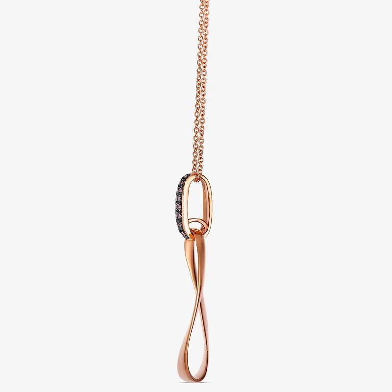 Levian Corp Le Vian Womens 1/6 CT. T.W. Natural Champagne Diamond 14K Gold Oval Pendant Necklace