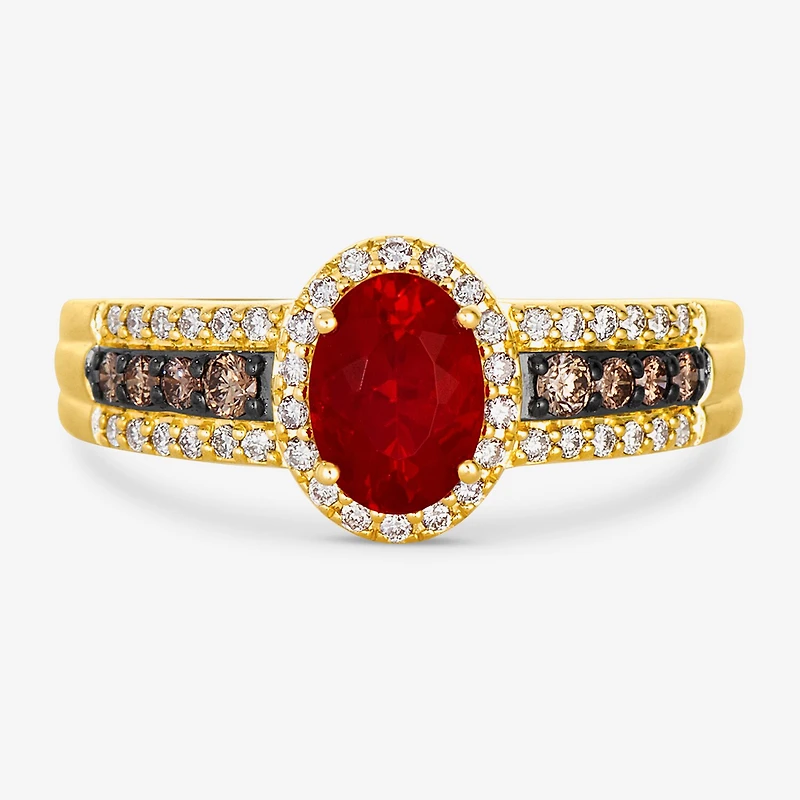 Le Vian Ring featuring 1/2 cts. Neon Tangerine Fire Opal®, 1/6 Chocolate Diamonds®, 1/4 Nude Diamonds™ set 14K Honey Gold™