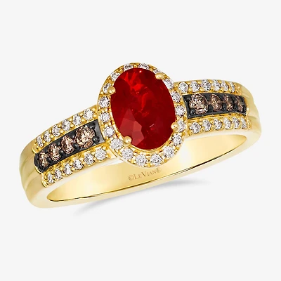 Le Vian Ring featuring 1/2 cts. Neon Tangerine Fire Opal®, 1/6 Chocolate Diamonds®, 1/4 Nude Diamonds™ set 14K Honey Gold™