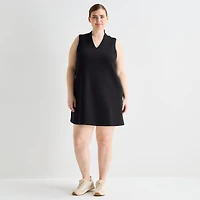Stylus Womens Plus V Neck Sleeveless A-Line Dress