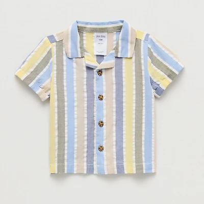 Okie Dokie Baby Boys Short Sleeve Regular Fit Button-Down Shirt