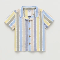 Okie Dokie Baby Boys Short Sleeve Regular Fit Button-Down Shirt