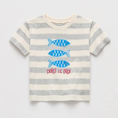 Okie Dokie Baby Boys Round Neck Short Sleeve Regular Fit Graphic T-Shirt
