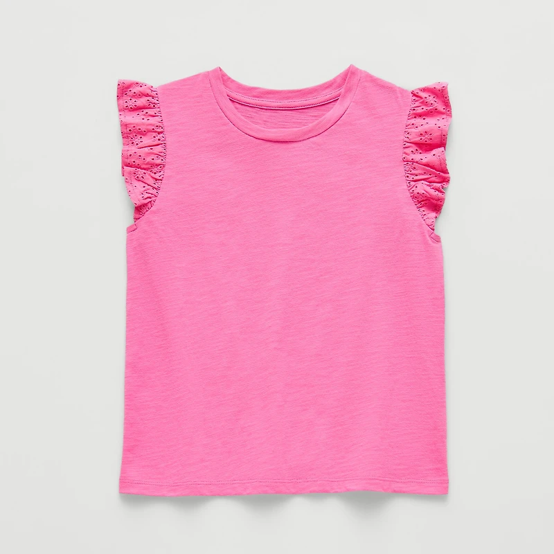 Thereabouts Little & Big Kid Girls Crew Neck Short Sleeve Embroidered T-Shirt