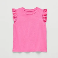 Thereabouts Little & Big Kid Girls Crew Neck Short Sleeve Embroidered T-Shirt